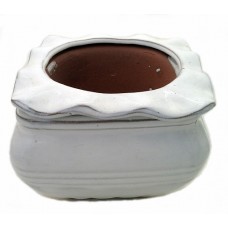 Square Pie Rim Self Watering Ceramic Pot - White - 6 1/4" x 6 1/4"   